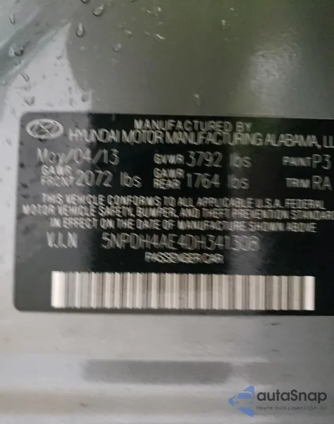 2013 Hyundai Elantra Gls z USA, uszkodzony, nr VIN 5NPDH4AE4DH341308